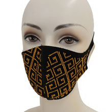 Carica l&#39;immagine nel visualizzatore di Gallery, Wholesale 4 Pack: Callie Greek: Gold Meander Rhinestone Face Masks
