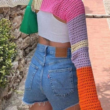 Load image into Gallery viewer, Wholesale 2 Pack: Stasia Contrast Crochet: Color Block Sleeve Sweater Shrug PINK ONE SIZE FITS S/M
