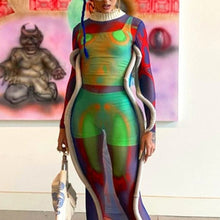 Cargar imagen en el visor de la galería, Wholesale 3 Pack: STASIA 3006: Infrared Body 5th Element Mesh Long Sleeve Maxi Dress
