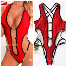 Load image into Gallery viewer, Wholesale 2 Pack: Xena Red Future: Metal Buckle Monokini Swimsuit LARGE
