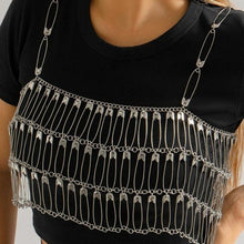 Load image into Gallery viewer, Wholesale 2 Pack: Stasia Safety: Metal Pin Cropped Bodychain Festival Top O/S
