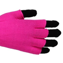 Load image into Gallery viewer, Wholesale 4 Pack: Stasia Neon: Color Block Black Contrast Double layered knit Finger Mittens
