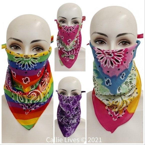 Wholesale 3 Pack: Stasia Paisley: Tie Dye Rainbow Bandana Scarves