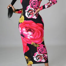 Ladda upp bild till gallerivisning, Wholesale 2 Pack: Callie Geisha: Pink Yellow Floral Sash Zip-up Bodycon Sexy Stretch Midi Dress ML
