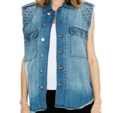 Load image into Gallery viewer, Wholesale 3 Pack: Callie Christian Cross Stud Denim Jean Jacket Vest
