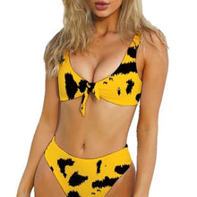 Load image into Gallery viewer, Wholesale 2Pack: Stasia Changing Spots: Yellow Black Leopard Animal Print Tie Front Bikini
