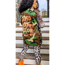 Load image into Gallery viewer, MIZ Camo Happy Color: Camouflage Cheetah Neon Orange Mixed Media Utility Blazers
