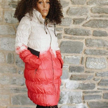 Load image into Gallery viewer, Miz Winter Puffer: Dotted Ombre Drawstring Collar Long Coat L/XL
