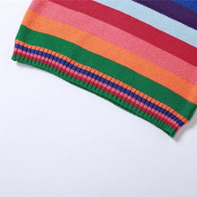 Cargar imagen en el visor de la galería, Elaine Rainbow: Stripe Knit Sleeveless Colorblock Sweater Midi Dress LARGE
