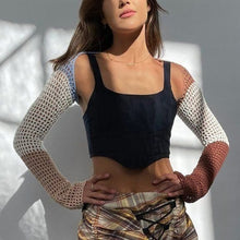 Load image into Gallery viewer, Wholesale 2 Pack: Stasia Contrast Crochet: Color Block Sleeve Sweater Shrug BROWN ONE SIZE S/M
