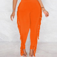 Load image into Gallery viewer, Wholesale 2 Pack: Callie Fringe: ORANGE Bodycon Bodysuit &amp; Fringe Stretch Pant Set
