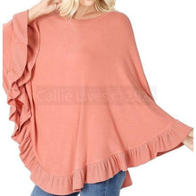 Load image into Gallery viewer, Callie Ruffle: Blush Pink Oversized Poncho Cape 1X/2X/3X
