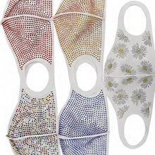 Load image into Gallery viewer, Wholesale 3Pack: Callie Jewel: Rhinestone White Anti-Dust Red Blue Multicolor Bling Face Mask
