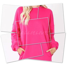 Load image into Gallery viewer, Wholesale 3 Pack: Stasia Pink: Oversized Crew Neck Pocket Sweatshirt
