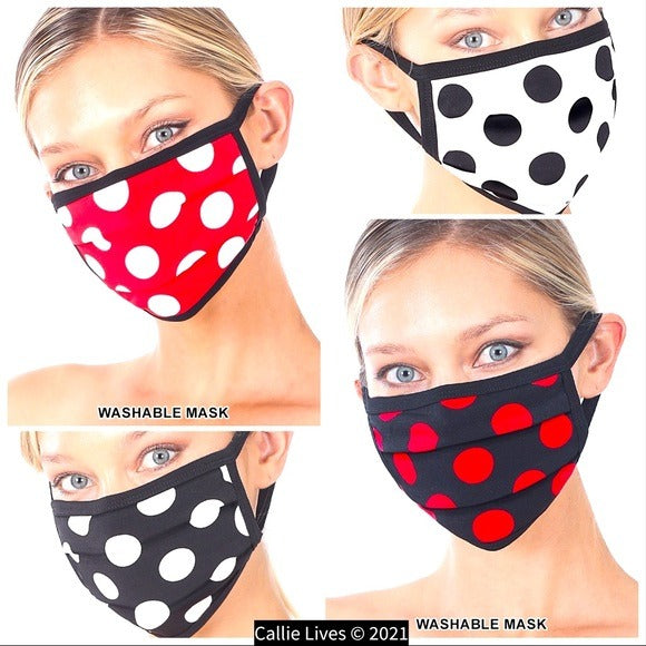 Wholesale 8 Pack: Stasia Polka Face: Washable Cotton Dot Mask