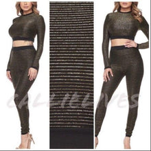 Load image into Gallery viewer, Wholesale 3 Pack: Callie Black Metallic Pinstripe Zip Crop Pant Set
