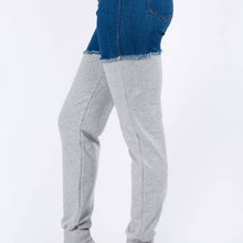 Load image into Gallery viewer, Wholesale 2 Pack: Callie Trifecta: Mixed Media White &amp; Blue Denim Jogger Pants
