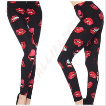 Load image into Gallery viewer, Stasia Kiss: Rolling Red Tongue Lip Leggings 1X 2X
