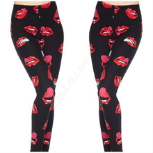 Charger l&#39;image dans la galerie, Stasia Kiss: Rolling Red Tongue Lip Leggings 1X 2X
