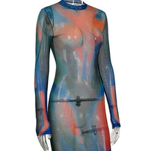 Load image into Gallery viewer, Wholesale 2 Pack: Xena Infrared: Mesh Hot Body 3D Illusion Print Bodycon Sheer Dress
