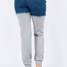 Load image into Gallery viewer, Wholesale 2 Pack: Callie Trifecta: Mixed Media White &amp; Blue Denim Jogger Pants
