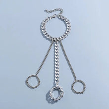 Load image into Gallery viewer, Callie Chain Gang: Three Ring Cuban Link Silver Hand Body Jewelry
