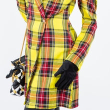 Carica l&#39;immagine nel visualizzatore di Gallery, Wholesale 2Pack: Callie Berry: Sunshine Yellow Puff Sleeve Plaid Oversized Blazer Dress
