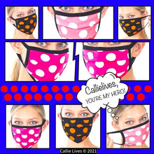 Cargar imagen en el visor de la galería, Stasia Pink Polka Face: Washable Cotton Dot Masks 5 Pack
