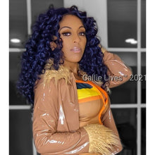 Load image into Gallery viewer, Wholesale 2 Pack: Callie Mongolian: Shiny Nude Vegan Patent Leather Faux Fur Collar Blazer
