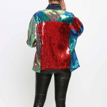 Cargar imagen en el visor de la galería, Wholesale 2 Pack: Callie Celebration: Color Block Sequin Denim Jean Jacket
