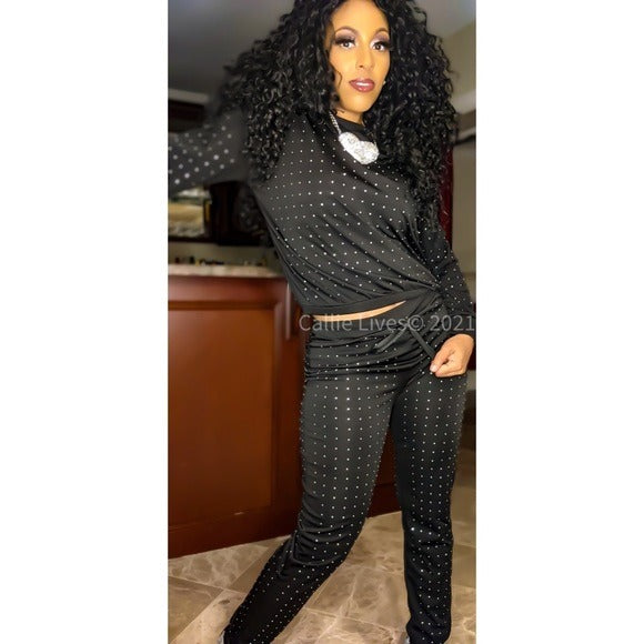 Wholesale 2 Pack: Callie Bling: Rhinestone Top & Pant Jogger Sets