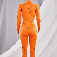Carica l&#39;immagine nel visualizzatore di Gallery, Wholesale 2 Pack: Xena Distressed: ORANGE Stretched Ripped Torn Mock Bodycon Pant Set
