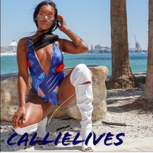 Cargar imagen en el visor de la galería, Wholesale 2Pack: Callie Vintage Style Abstract Deep Plunge Swimsuit
