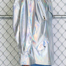 Charger l&#39;image dans la galerie, Miz 3006: Holographic Iridescent Oversized Vegan Leather Motorcycle Moto Jacket
