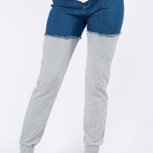 Load image into Gallery viewer, Wholesale 3 Pack: Callie Trifecta: Mixed Media White &amp; Blue Denim Jogger Pants
