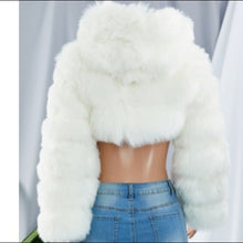 Load image into Gallery viewer, Stasia Rainbow: Plus Size Fuzzy Faux Fur Cropped Winter Puffer Jackets
