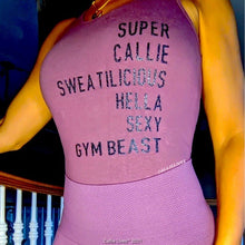 Load image into Gallery viewer, Wholesale 3 Pack: Miz Hella Sexy Gym Beast: Glitter Purple Leotard &amp; Leggings
