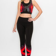 Load image into Gallery viewer, Wholesale 3 Pack: Callie Vegan: Leather Accent Color Blocking Racerback Legging Set
