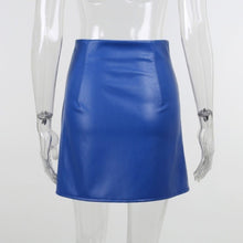 Carica l&#39;immagine nel visualizzatore di Gallery, Wholesale 2 Pack: Stasia Vegan: Making Business Blue Pleated Button Up Faux Leather Skater Skirt

