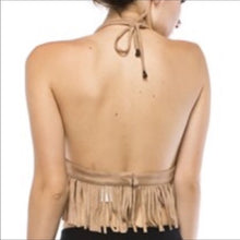 Load image into Gallery viewer, Xena Give Me Grommets: Black Fringe Halter Crop Top, Tops, CallieLives 
