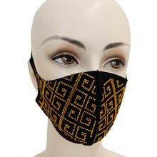 Carica l&#39;immagine nel visualizzatore di Gallery, Wholesale 4 Pack: Callie Greek: Gold Meander Rhinestone Face Masks
