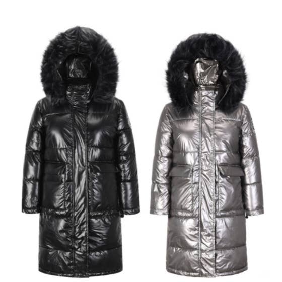 Wholesale 4 or 2 Pack: Miz Winter Puffer: PU Shiny Vegan Leather Faux Fur Hood Coat