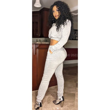 Charger l&#39;image dans la galerie, Wholesale 3 Pack: Callie Bling: Rhinestone Shoulder Pad Gray Crop Top Pantsuit
