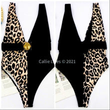 Load image into Gallery viewer, Callie Medallion Wild Black Leopard Trophy Chic Swimsuit LARGE
