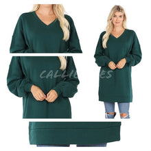 Cargar imagen en el visor de la galería, Wholesale 2Pack:Callie Spruce: Oversized VNeck Pocketed Sweatshirt
