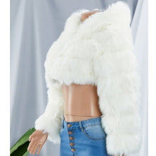 Load image into Gallery viewer, Wholesale 2 PK: Callie Winter White: Fuzzy Faux Fur Cropped Winter Puffer Jackets
