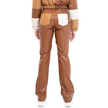 Lade das Bild in den Galerie-Viewer, Wholesale 3 Pack: Callie Contrast: Vegan Slacks Caramel Ivory Camel Color Block Leather Pants
