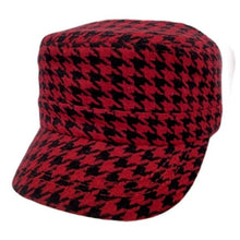 Carica l&#39;immagine nel visualizzatore di Gallery, Wholesale 3 Pack: Miz Houndstooth: Newsboy Cadet Soldier Cap Red White Tan Hats

