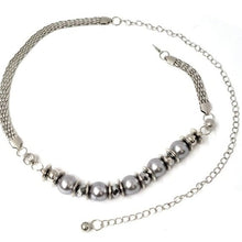 Load image into Gallery viewer, Wholesale 3 PK: Callie Bling: Vintage Style Skinny Mother of Pearl Metal Chain Belts
