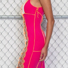 Charger l&#39;image dans la galerie, Stasia Cut &amp; Sewn: ASYMMETRICAL Strappy Laced-Up Mini Dress Medium
